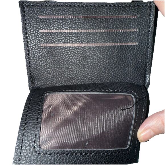 NWT Black Faux Textured Leather Card Wallet Coin Purse With Key Ring. - Picture 3 of 5